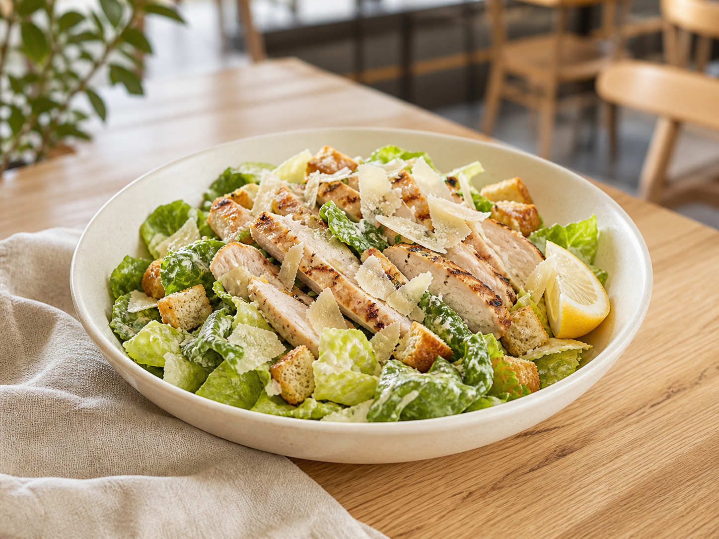 Caesarsallad med kyckling i skål
